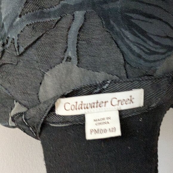 Coldwater Creek Sheer Black & Gray Floral Crinkled Button-Up Shirt - PM (10-12) - Picture 5 of 11